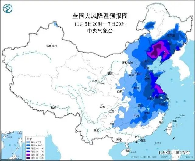 5日至7日中東部大部地區(qū)將現(xiàn)斷崖式降溫及大范圍雨雪